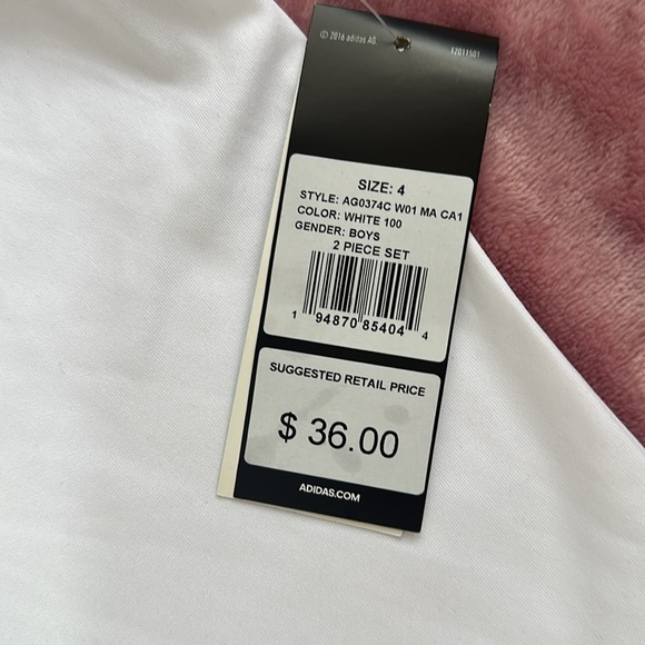 Adidas Logo  Kids White Sleeveless Top Sz 4 - Picture 3 of 5